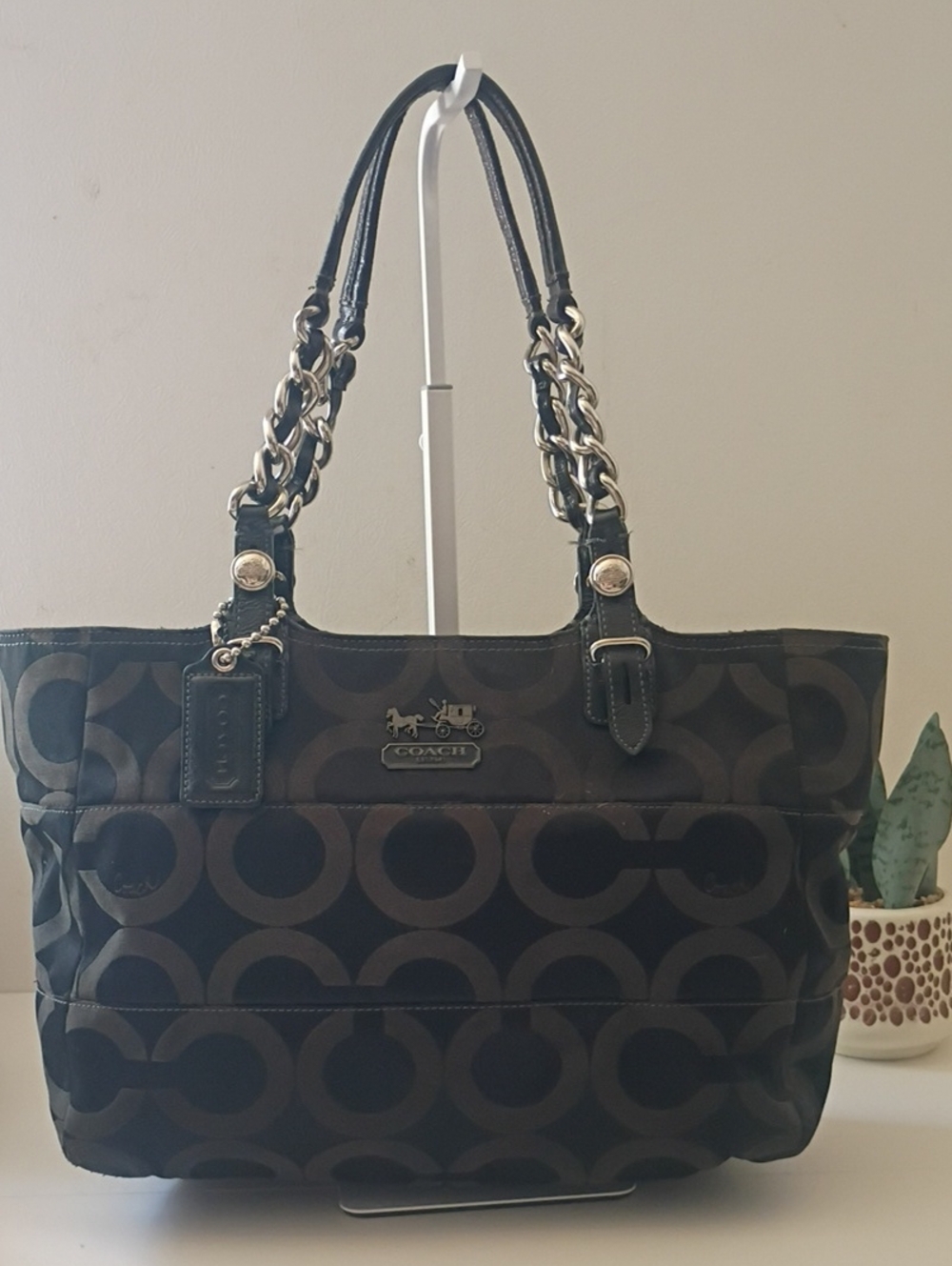 Coach Madison Tribeca Op Art Signature Tote Purse  no d0968 - 14133